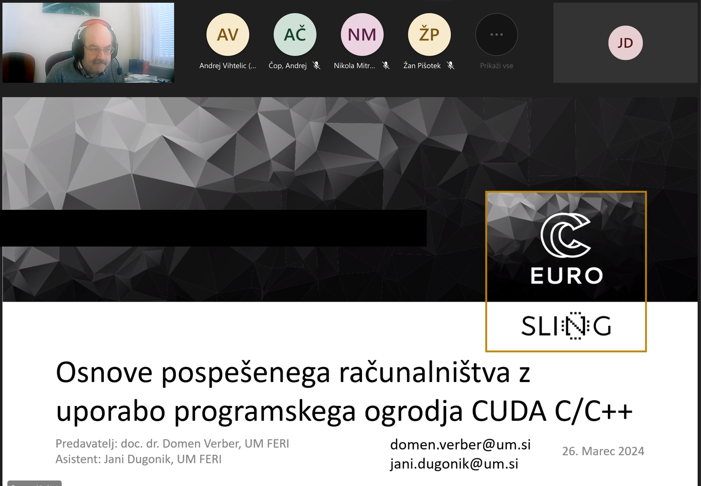 Delavnica NVIDIA: Osnove pospešenega računalništva z uporabo programskega ogrodja CUDA C/C++