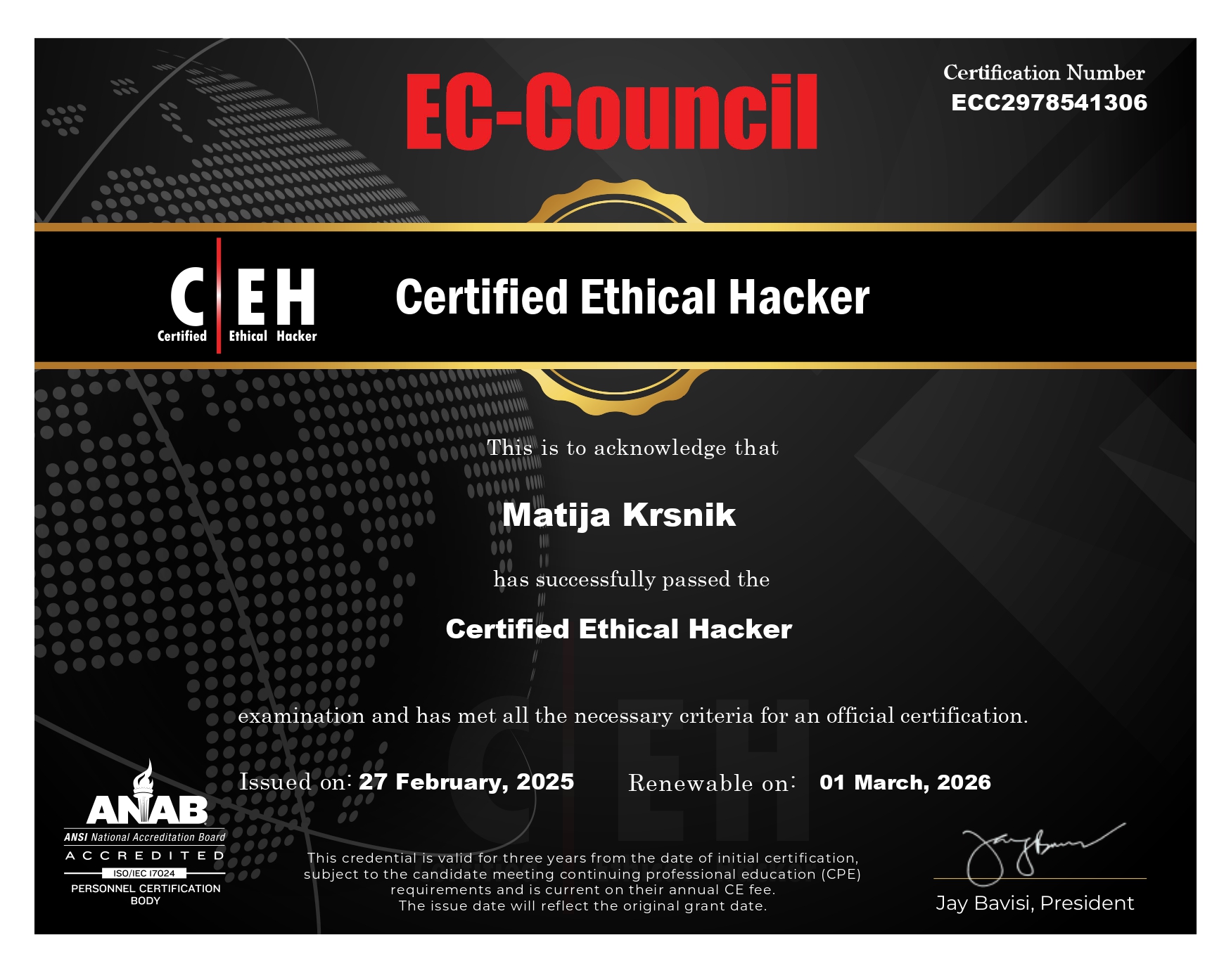 Še en študent IPT certificiran kot etični heker