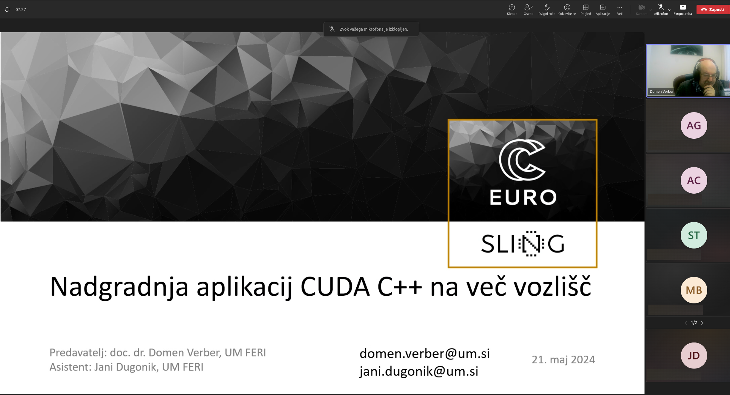 Delavnica NVIDIA: Nadgradnja aplikacij CUDA C++ na več vozlišč