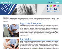Izdaja novičnika projekta Erasmus+ Certificirano izobraževanje o digitalni dostopnosti